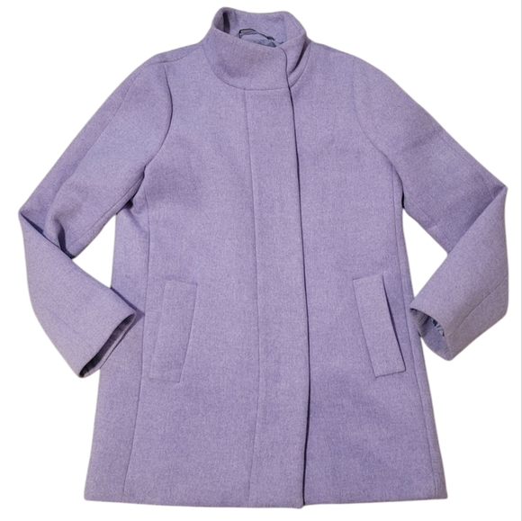 J. Crew City Coat F5325 Heather Hyacinth Purple Women's Sz 8 Wool Blend Pea Coat - Picture 3 of 9
